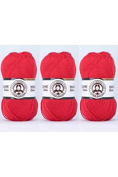 Ören Bayan Ören Madame Cotton Hand Knitting Yarn 100 gr 3 τεμάχια Χρώμα 058 Ανοιχτό κόκκινο