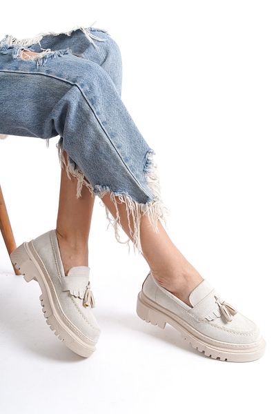 Shu Mhu Γυναικεία Loafer Moccasin με χοντρή σόλα (COLLEGE) Casual και κλασικά παπούτσια εργασίας