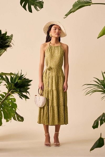 mathilda store Women's Halter Neck Midi Dress