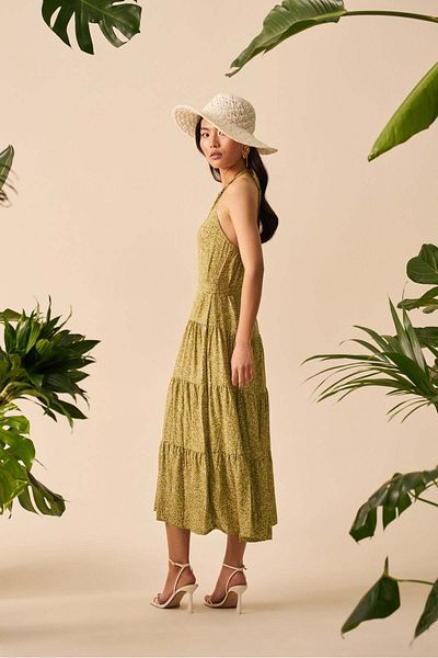 mathilda store Women's Halter Neck Midi Dress