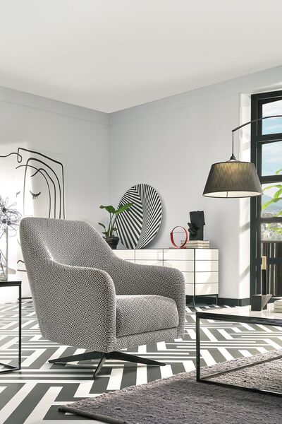 Enza Home Maison Döner Ayaklı Berjer, Keten Dokulu - Siyah