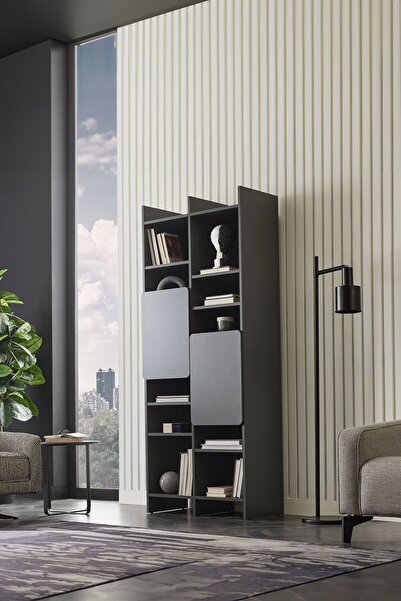 Enza Home Blend Kitaplık - Koyu Gri