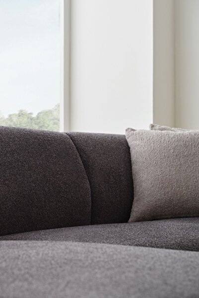 Enza Home Terra Yataklı Köşe, Keten Dokulu, Sol Köşe - Antrasit