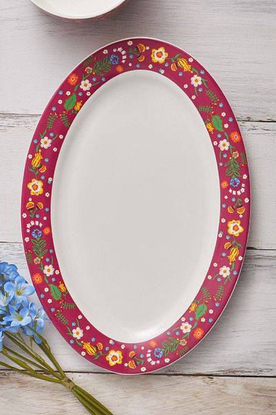 Karaca Flores Boat Plate 35 Cm