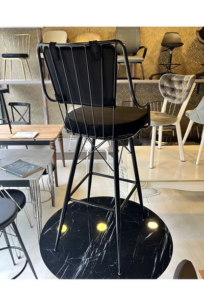 The SANDALYE SHOP Yeni Reina Bar Sandalyesi Babyface Kumaş 75 cm Siyah.100 ile 115 cm arası Ada&Masalara uyumlu