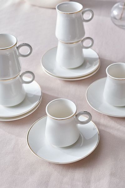 Karaca Wing Kaffeetassen-Set für 6 Personen, 80 ml