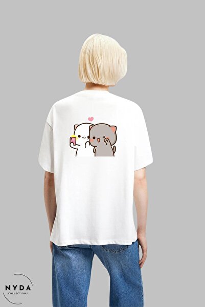 Nyda Collections Tricou oversize unisex cu decolteu - imprimeu selfie Bubu Du...