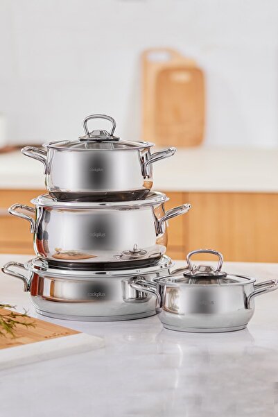 Cookplus Heybeli 8 Parça Çelik Tencere Seti