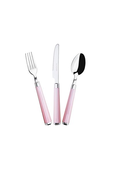 Karaca Freya Pembe 18 Piece Dessert Fork Spoon Knife Set for 6 Persons