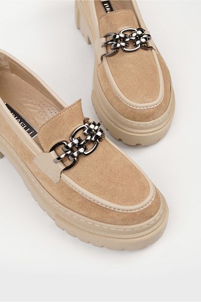 TUNAELLİ Γυναικείο Loafer Beige Suede - Γνήσιο φυσικό δέρμα, μέγεθος 35-41
