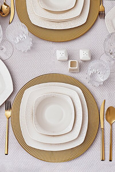 Karaca Square Bone Salen 60 Parça 12 Kişilik Yemek Takımı