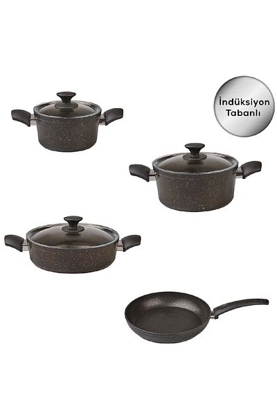 Karaca Biogranit Black Gold New Induction Base Set de vase de gătit din 7 piese