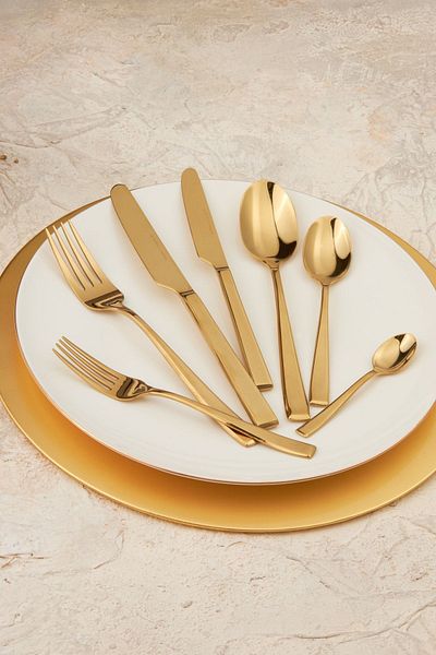 Karaca Linus Gold 42 Piece 6 Person Fork Spoon Knife Set