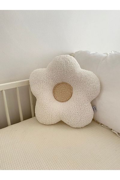 minibellababy Flower Pillow White Leaf /beige Medium Flower Cushion Decorative Pillow