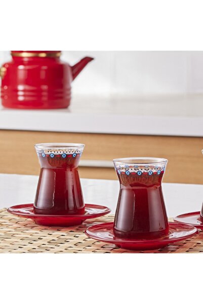 Karaca Lal 6-Person Tea Set