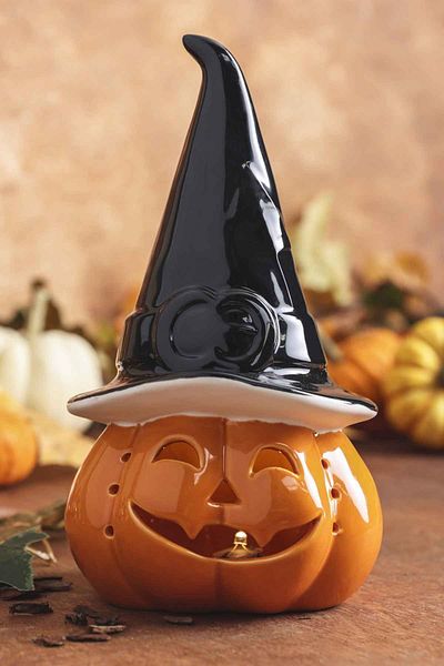 Karaca 24cmLed BeleuchtetHalloweenKürbis Teelicht