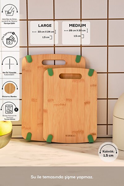 Karaca Alçin 2'li Bambu Kesme Tahtası 28/33 cm