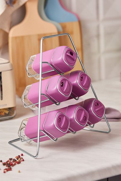Karaca Horizon 7 Piece Triangle Stand Glass Spice Set