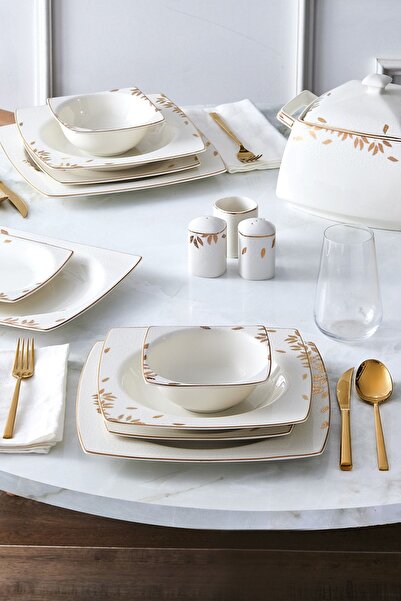 Karaca Sevilla Cream 60 Parça 12 Kişilik Kare Porselen Yemek Takımı