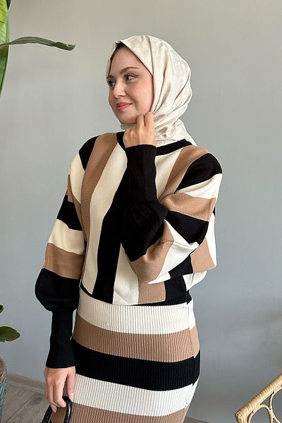 InStyle Σετ πλεκτό με νυχτερίδα Camel