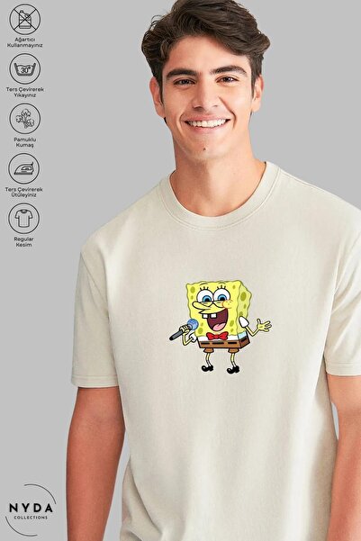 Nyda Collections Tricou cu mânecă scurtă, unisex, supradimensionat, din bumba...