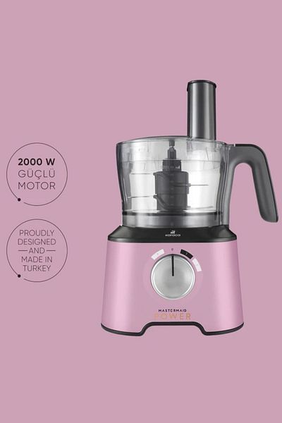 Karaca Mastermaid Power Essential - محضرة الطعام الوردية ومجموعة الخلاط 2000 وات