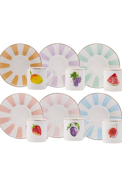 Karaca Sabor 6-Person Porcelain Coffee Cup Set 90 ml