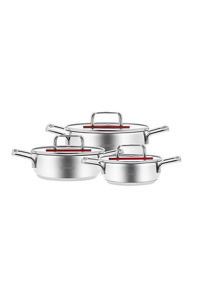 Karaca Arya Induction Based 6 Piece Midi Steel Cookware Set Red