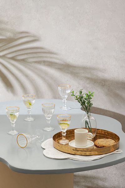 Karaca Ronda Gold Rimmed Set of 6 Coffee Cups