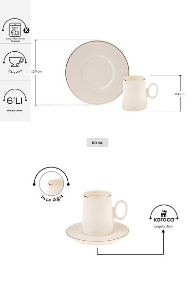 Karaca Std Snow 6 - Personality Coffee Cup Set