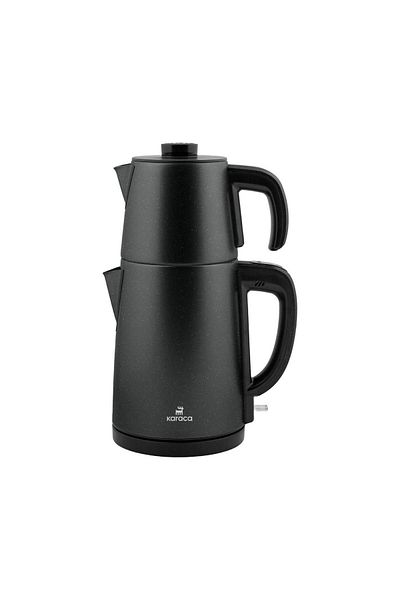 Karaca Gastro Dem 2 in 1 Steel Inox Tea Maker and Kettle Shiny Black