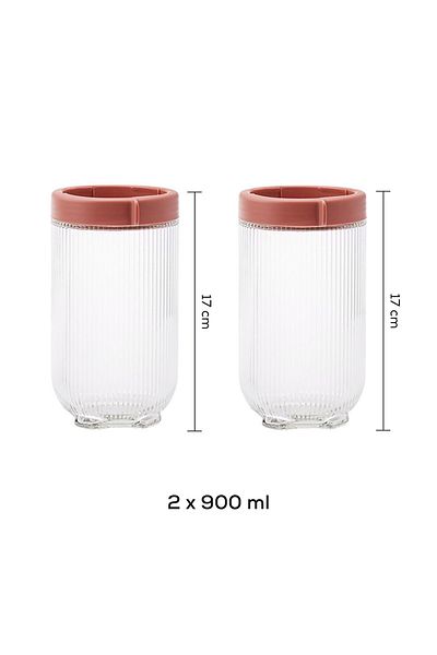 Karaca Ribbed 2-Piece Glass Jar/Storage Container 900 ml
