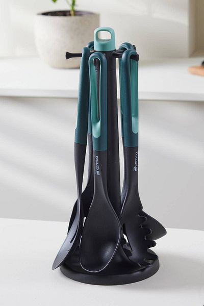 Karaca Marco Green 6 Piece Serving Set with Stand