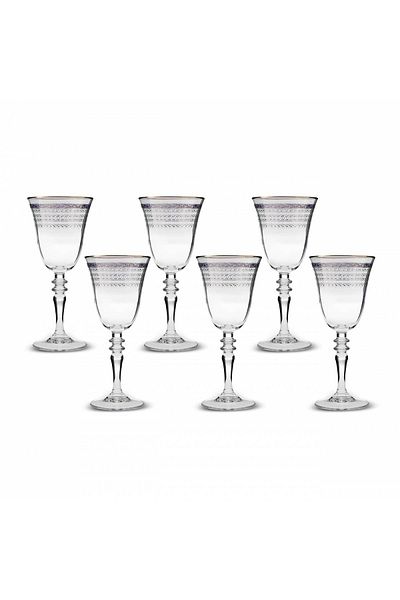 Karaca 6-Piece Century Republic Goblet Set with Blue Stickers