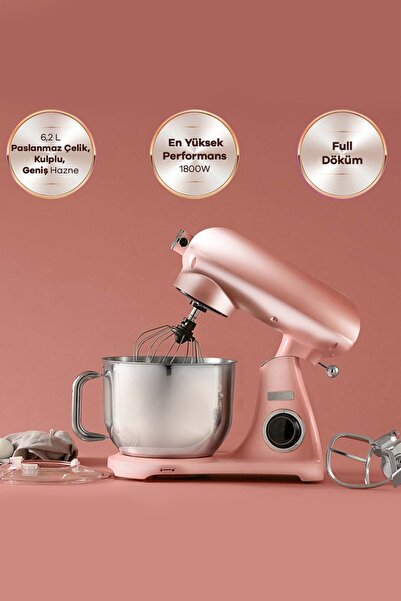 Karaca Powercast Chef Döküm Stand Mikser 1800 W Mutfak Şefi Rosegold