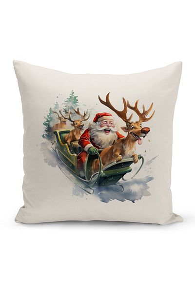 Bertille Home New Year Series Double Sided Digital Printed Throw Pillow Case (Christmas Christmas Cushion Cover)