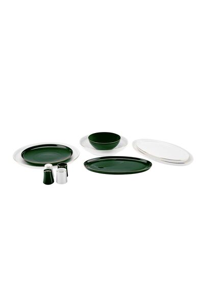 Karaca Elara Green White 57 Parça 12 Kişilik New Bone Yemek Takımı
