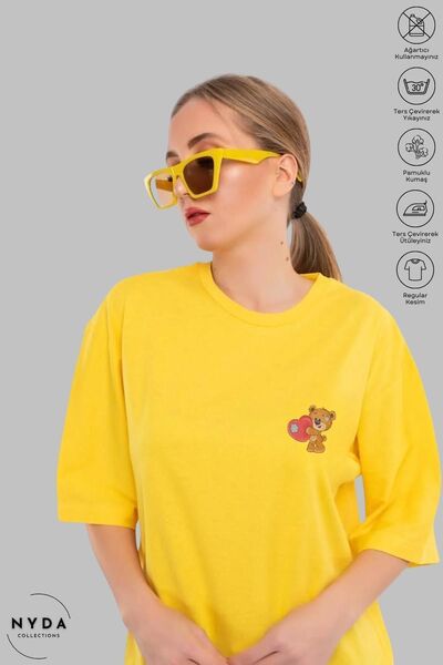 Nyda Collections Unisex pamučna majica sa medvjeđim printom - široki kroj, ok...