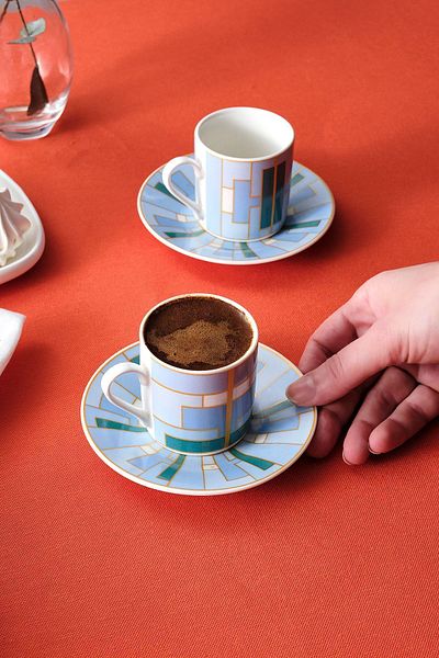 Karaca Kiva Blue 2-Person Coffee Cup Set 80 ml