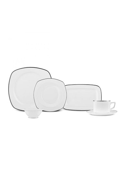 Karaca Padoca 6-person Half Square Platinum Breakfast - 26 Piece Service Set