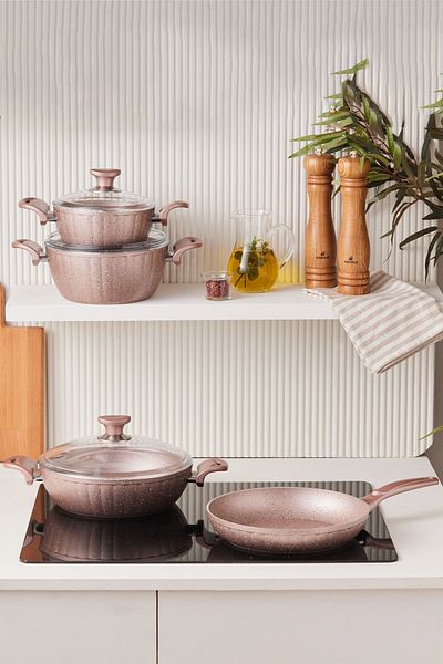Cookplus Biogranit Dream 7 Piece Cookware Set Rose