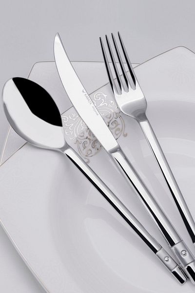 Karaca 84 Pieces Elegance Sand New Diamond Cutlery Set for 12 Persons