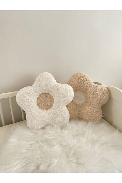 minibellababy Flower Pillow White Leaf /beige Medium Flower Cushion Decorative Pillow