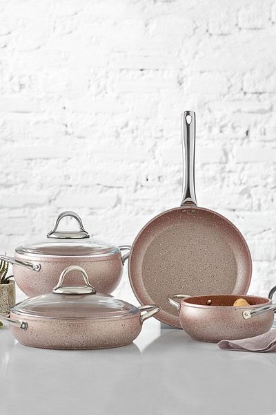 Karaca Avanos Rose Bio Granite 7 Piece Cookware Set