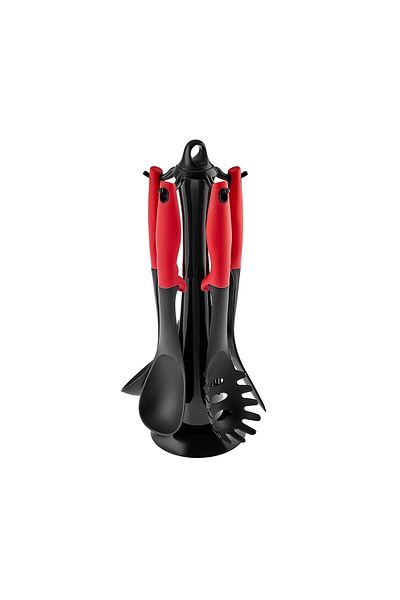 Karaca Defy Red 6 Piece Serving Set with Stand