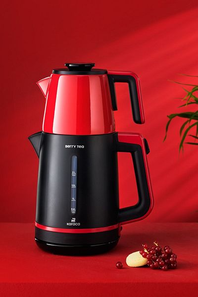 Karaca Berry Tea Xl 2in1 Steel Teapot Tea Maker And Kettle Cranberry