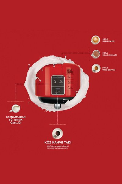 Karaca Hatır Mod Turkish Coffee Machine with Milk Red