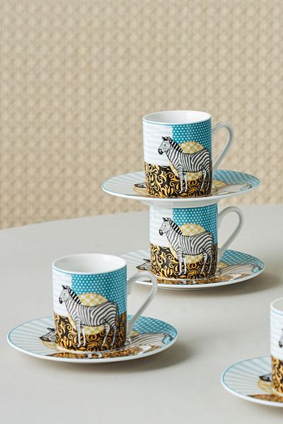 Karaca Animal Set of 6 Coffee Cups 90 ml
