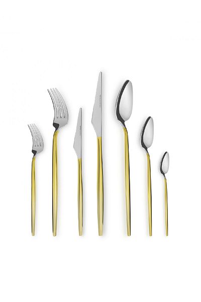 Karaca Moongate Gold 84 Pieces 12 Persons 316 Premium Fork Spoon Knife Boxed