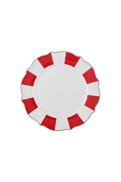 Karaca New Romantic Thick Striped Cake Plate 21 cm Red